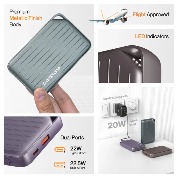 Ambrane Line 10 10000 mAh Power Bank