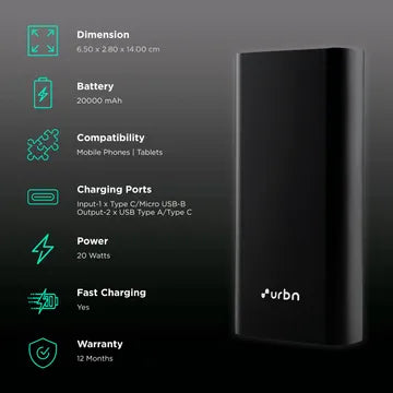 URBN UPR201 20000 mAh Power Bank