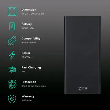 Croma CRSP10MPBA040601 10000 mAh Power Bank