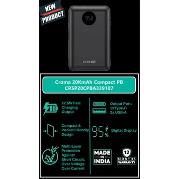 Croma CRSP10SPBA258906 20000 mAh Power Bank