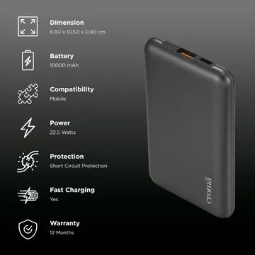 Croma CRSP10SPBA281204 10000 mAh Power Bank