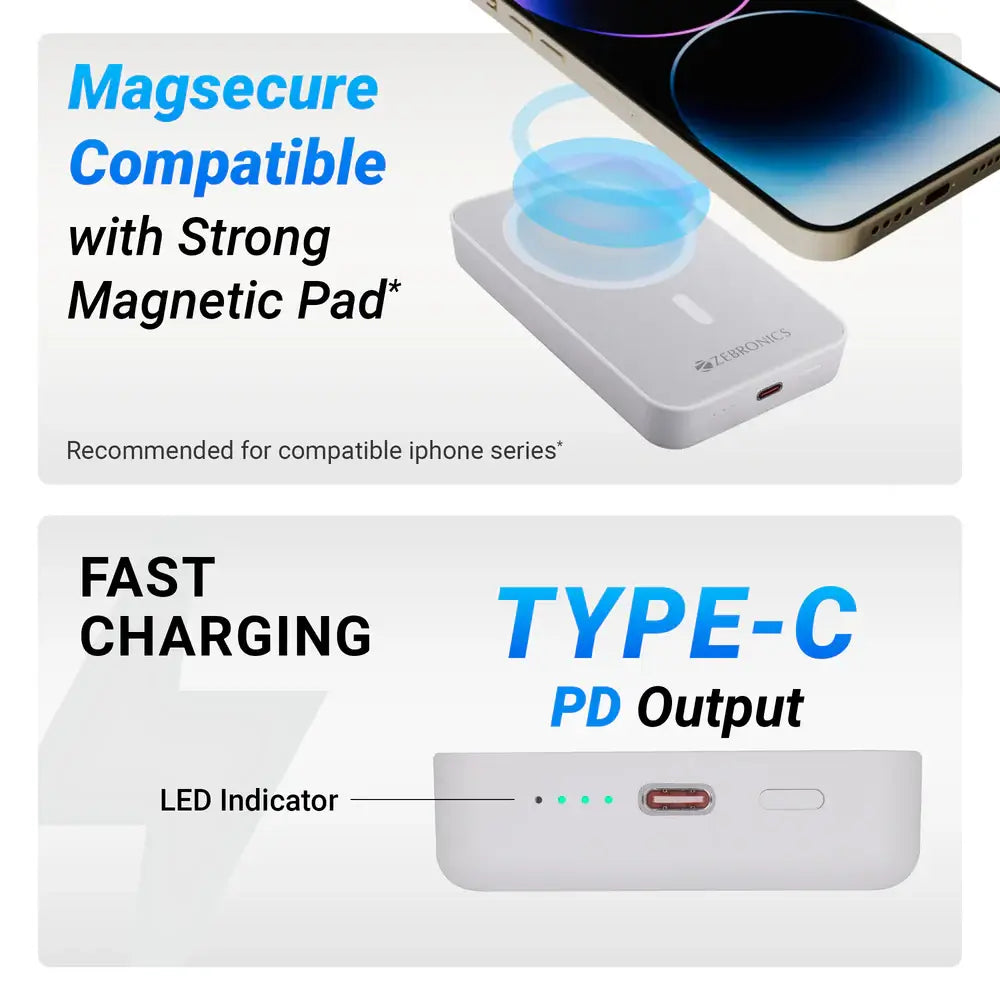 Zebronics Zeb-MW63 10000 mAh Wireless Power Bank