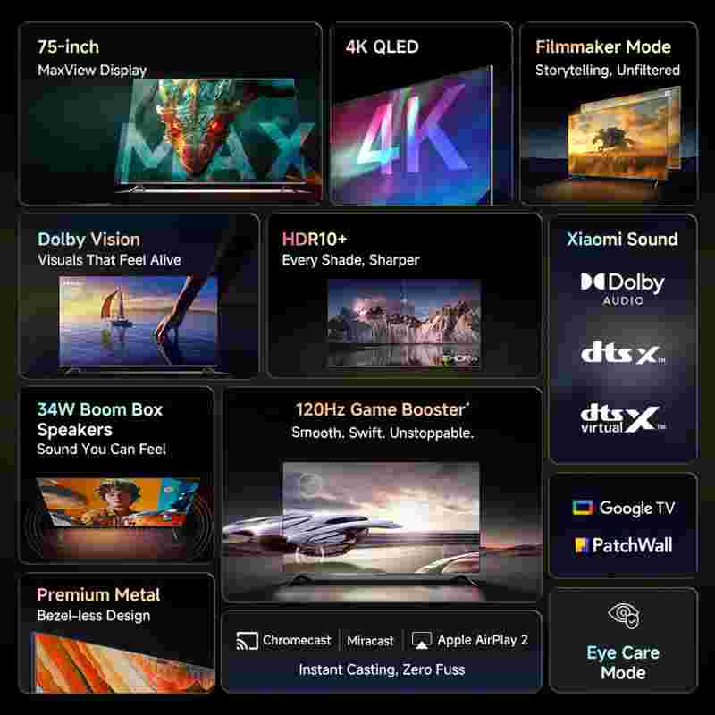 Xiaomi X Pro 2025 75 inch Ultra HD 4K Smart QLED TV (L75MB-APIN)